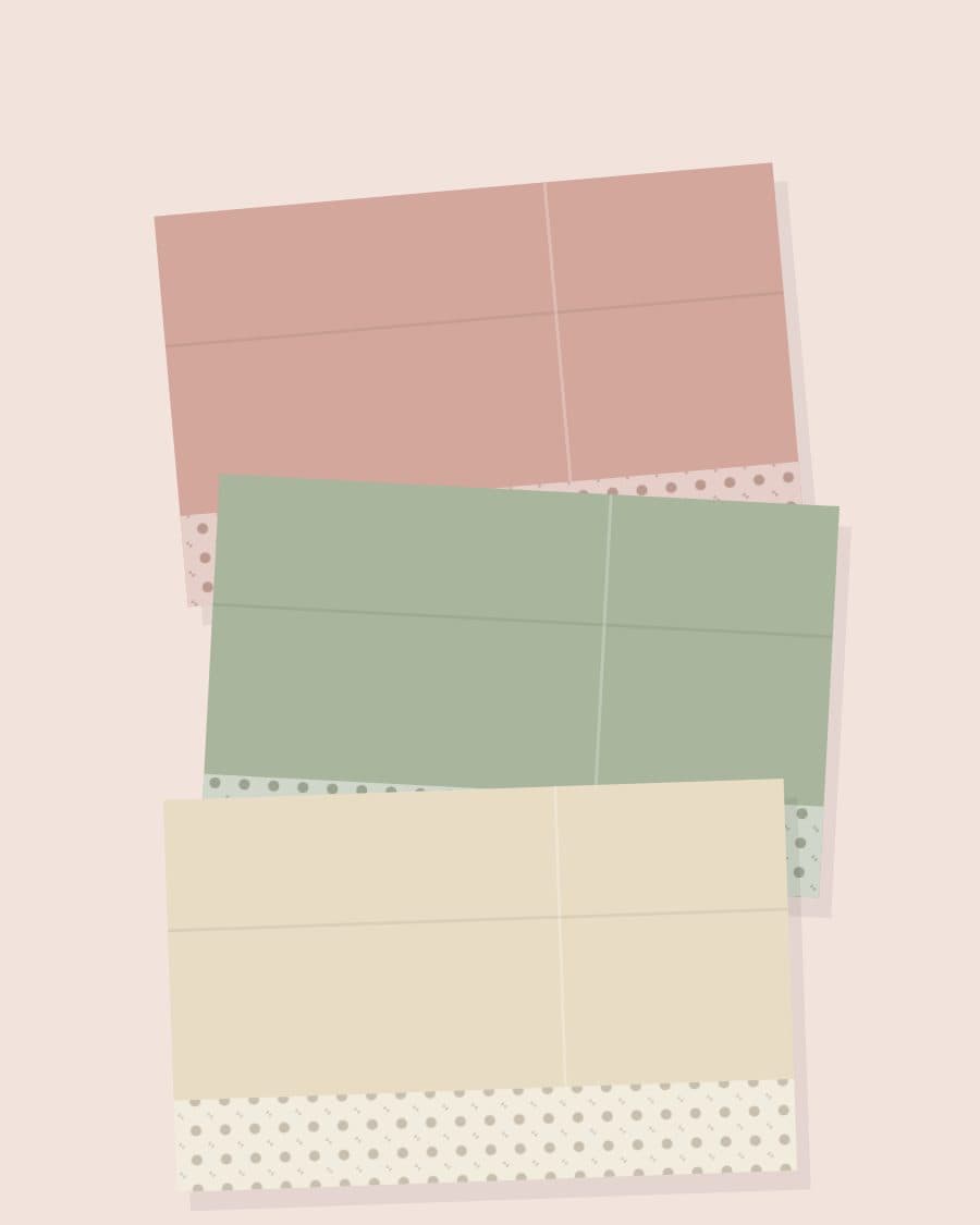 Swatches of blush, sage and ivory silk embroidered with resham borders