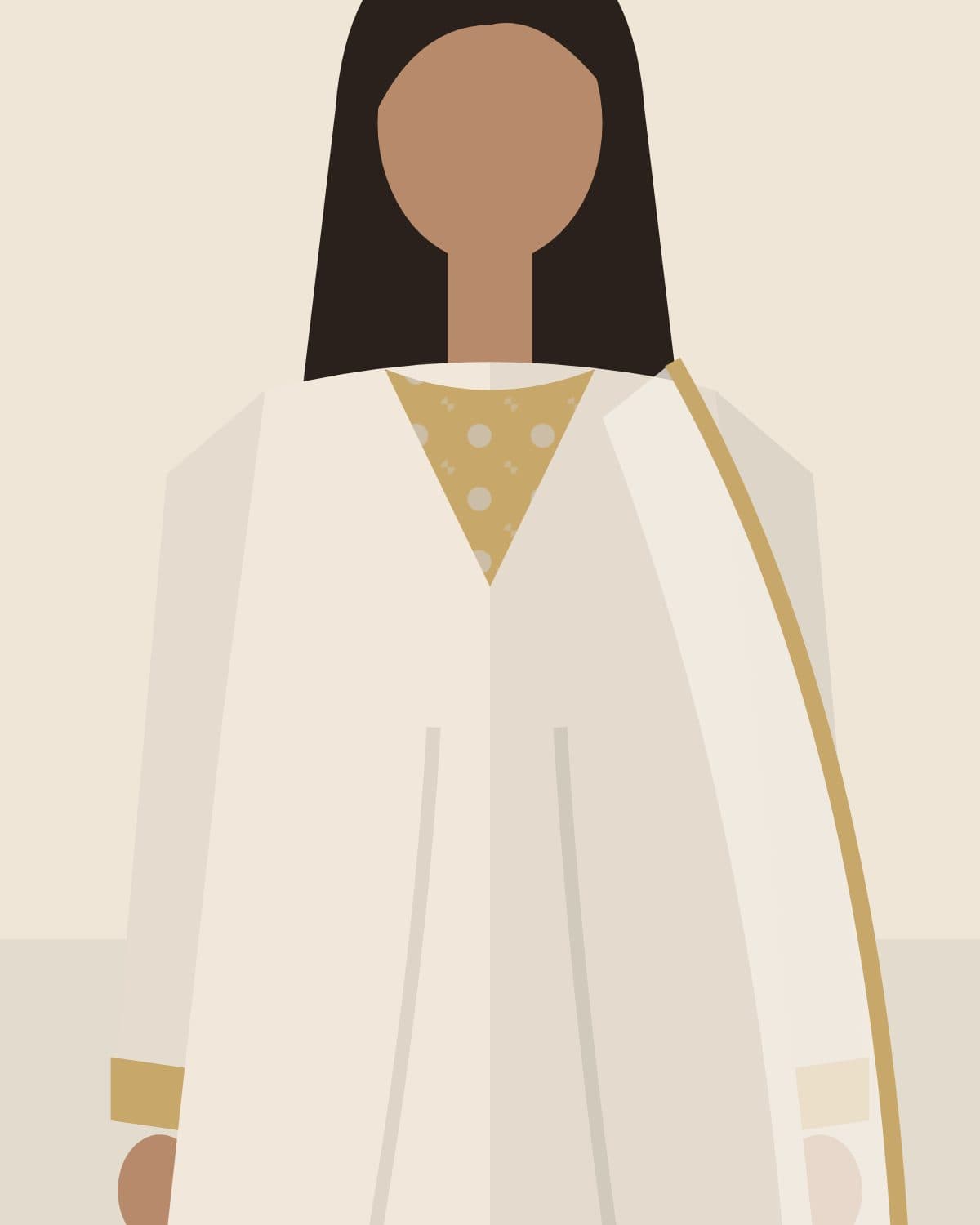 AURAQ founder Alizeh Rashid in an ivory kurta with a gold-edged dupatta over one shoulder