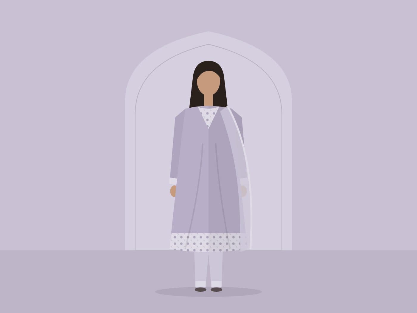 AURAQ Centaurus boutique arch with a mannequin in a lavender luxury pret suit