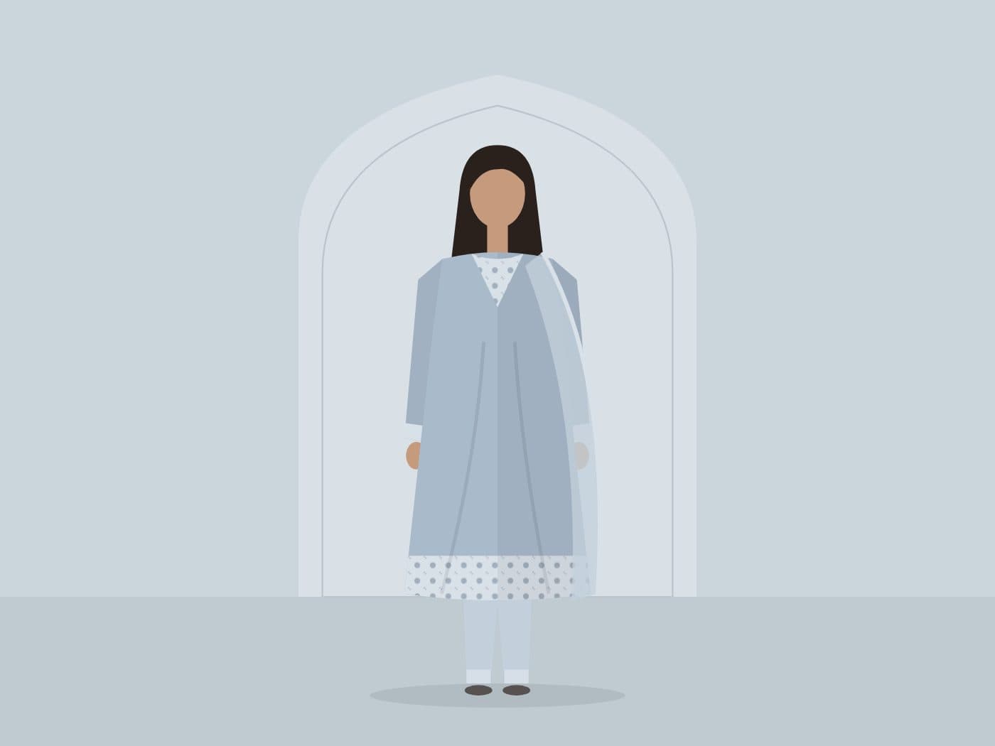 AURAQ Dolmen Mall Clifton boutique arch with a mannequin in a powder blue suit