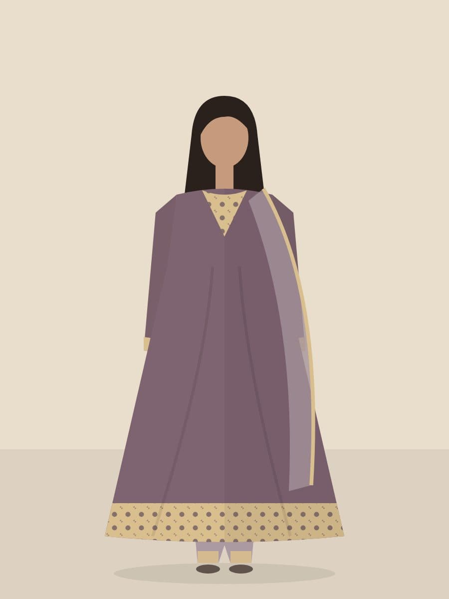 Afsana — Kalidar Pishwas in Plum