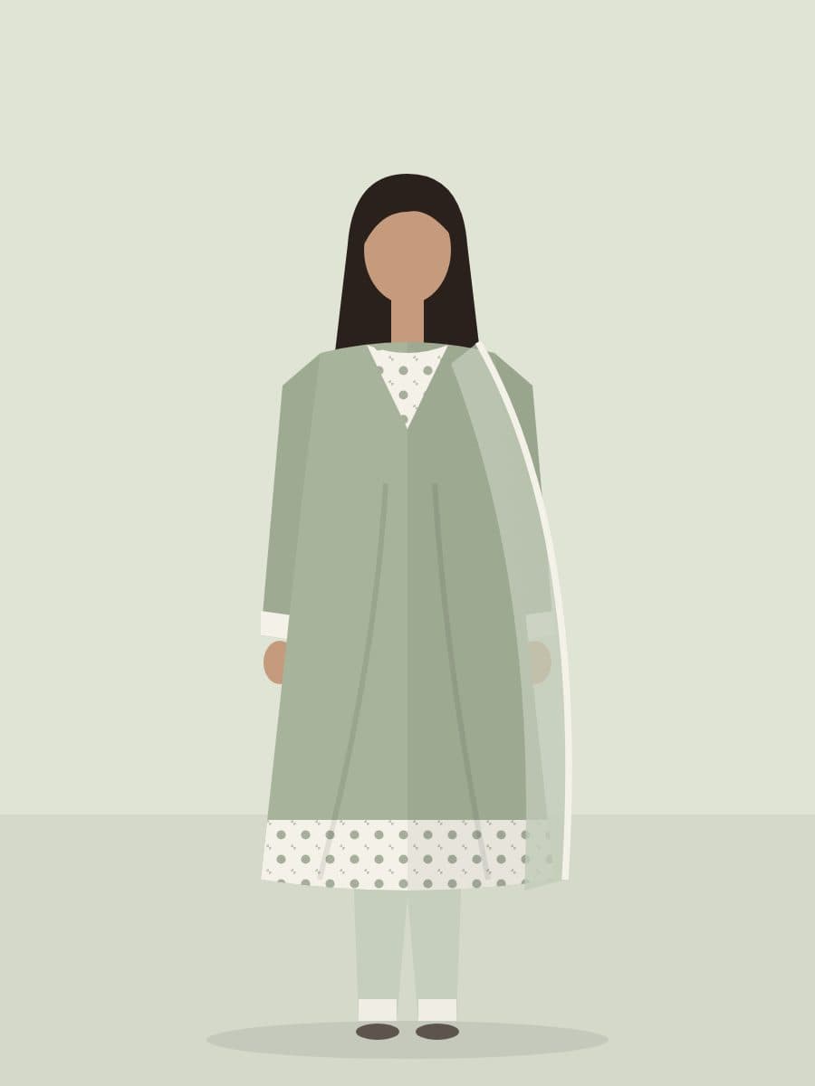 Saba — Unstitched 3 Piece in Sage
