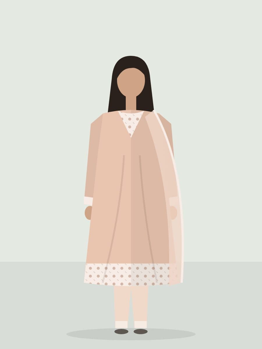 Shagufta — Unstitched 2 Piece in Peach