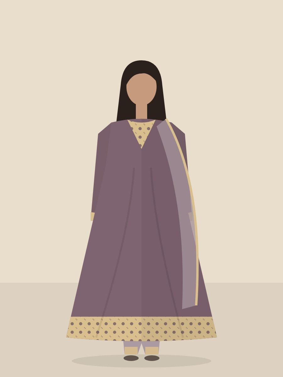 Afsana — Kalidar Pishwas in Plum