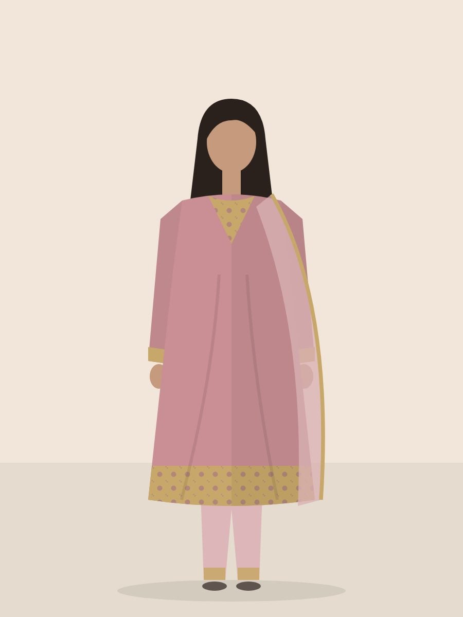 Gulab — Unstitched 3 Piece in Dusty Rose