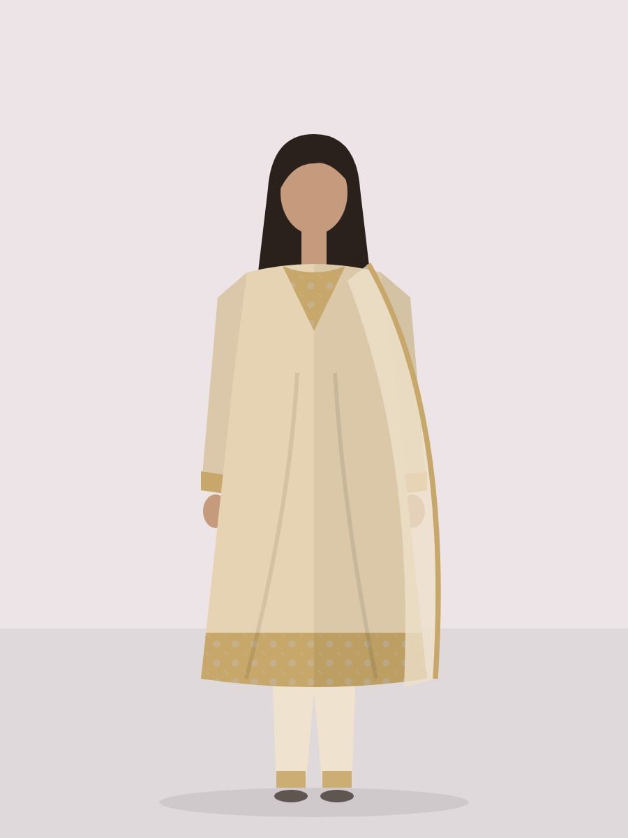 Zohra — Unstitched 3 Piece in Champagne